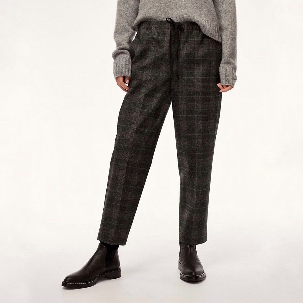 Aritzia | The Group Babaton | Jimmy Tie Waist Plaid Trouser‎ Size S